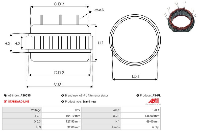 Staator, generaator, AS-PL AS0035