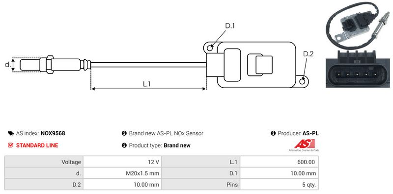 AS-PL NOX9568 NOx Sensor, urea injection