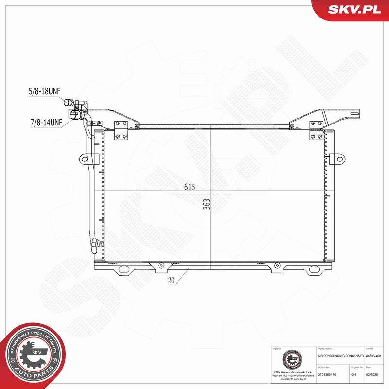 ESEN SKV 86SKV460 Condenser, air conditioning
