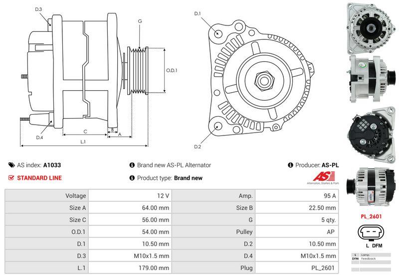 AS-PL A1033 Alternator