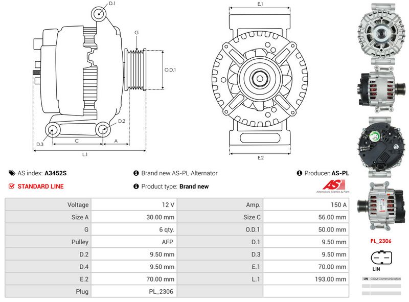AS-PL A3452S Alternator