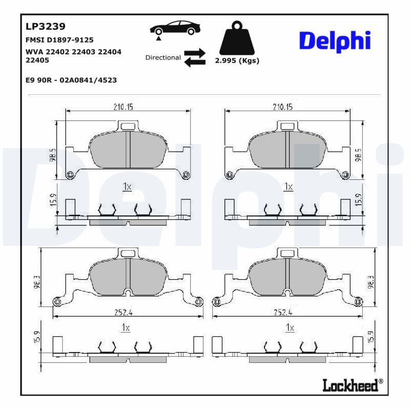 DELPHI LP3239 Brake Pad Set, disc brake