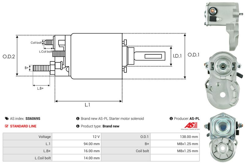 AS-PL SS6069S Solenoid Switch, starter