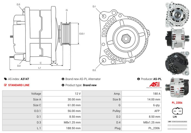 AS-PL A3147 Alternator