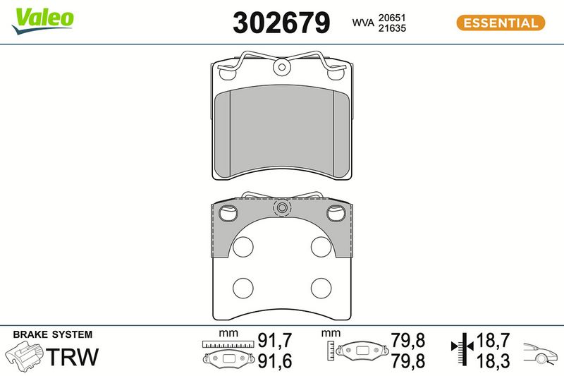 комплект спирачно феродо, дискови спирачки VALEO