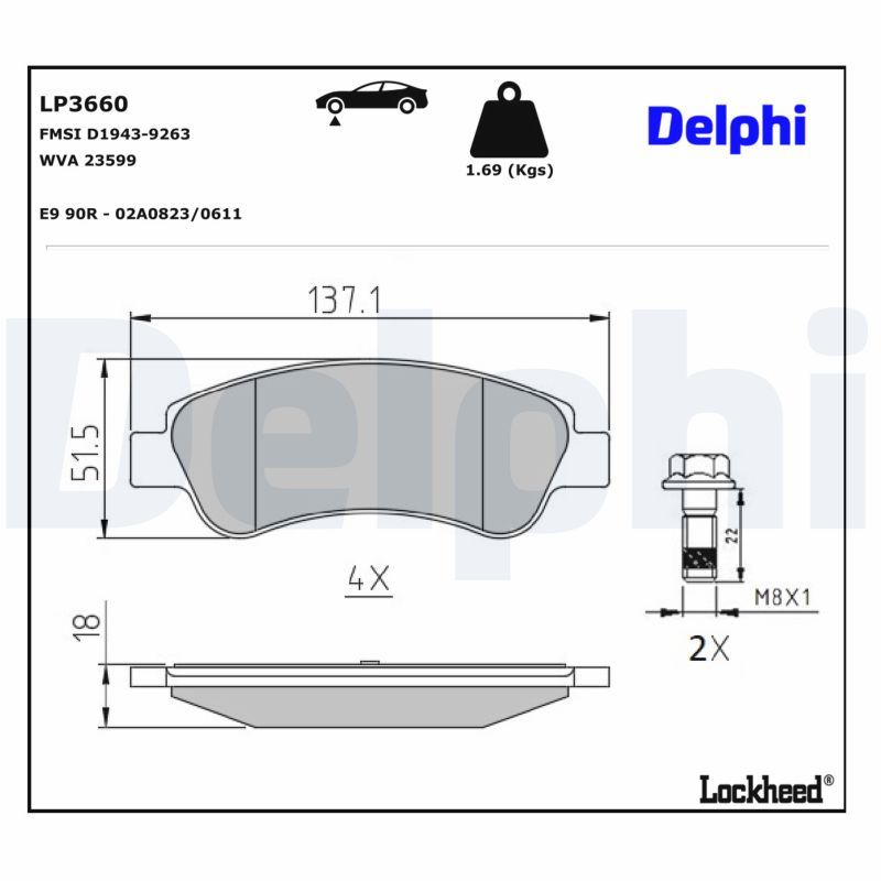 Set placute frana,frana disc LP3660 DELPHI