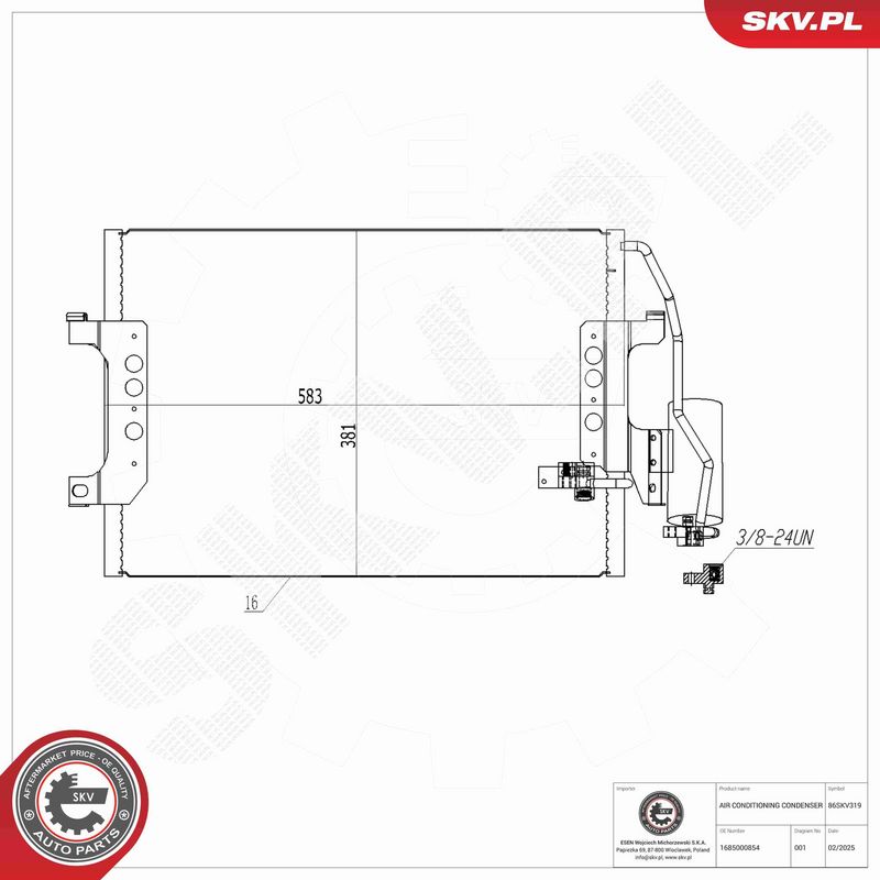 ESEN SKV 86SKV319 Condenser, air conditioning