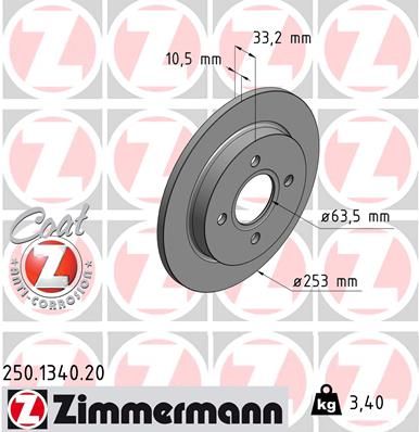 Гальмівний диск, Zimmermann 250.1340.20