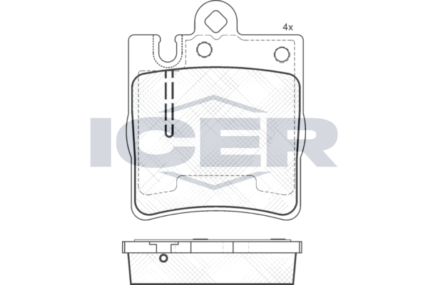 комплект спирачно феродо, дискови спирачки ICER