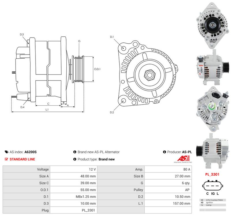 Generaator, AS-PL A6200S