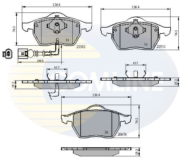 Комплект гальмівних накладок, дискове гальмо, Comline CBP11111