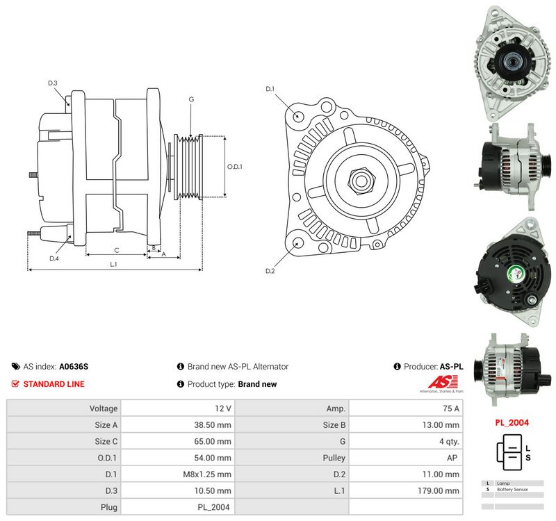 Generaator, AS-PL A0636S