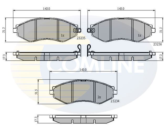 Комплект гальмівних накладок, дискове гальмо, Comline CBP31188