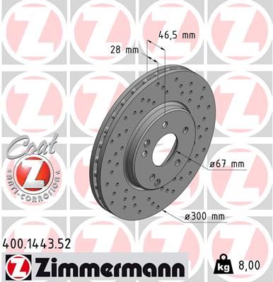 Гальмівний диск, Zimmermann 400.1443.52