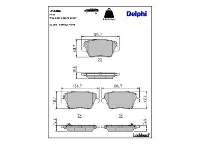 DELPHI LP3386 Brake Pad Set, disc brake