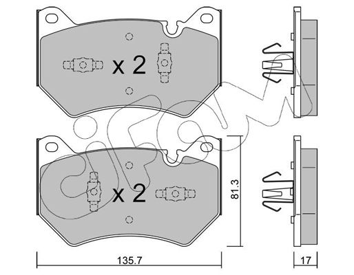 Комплект гальмівних накладок, дискове гальмо, Cifam 822-1170-1