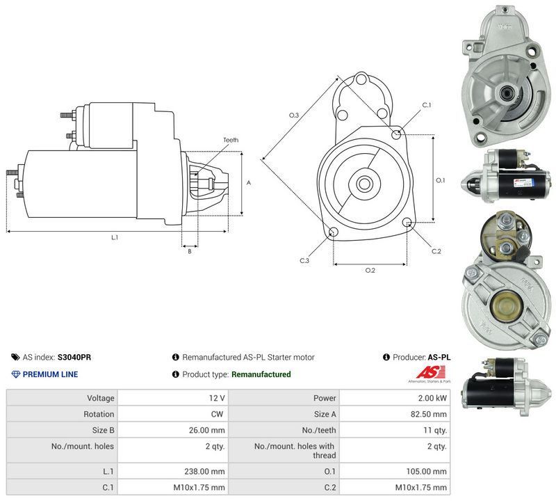 Starter, AS-PL S3040PR