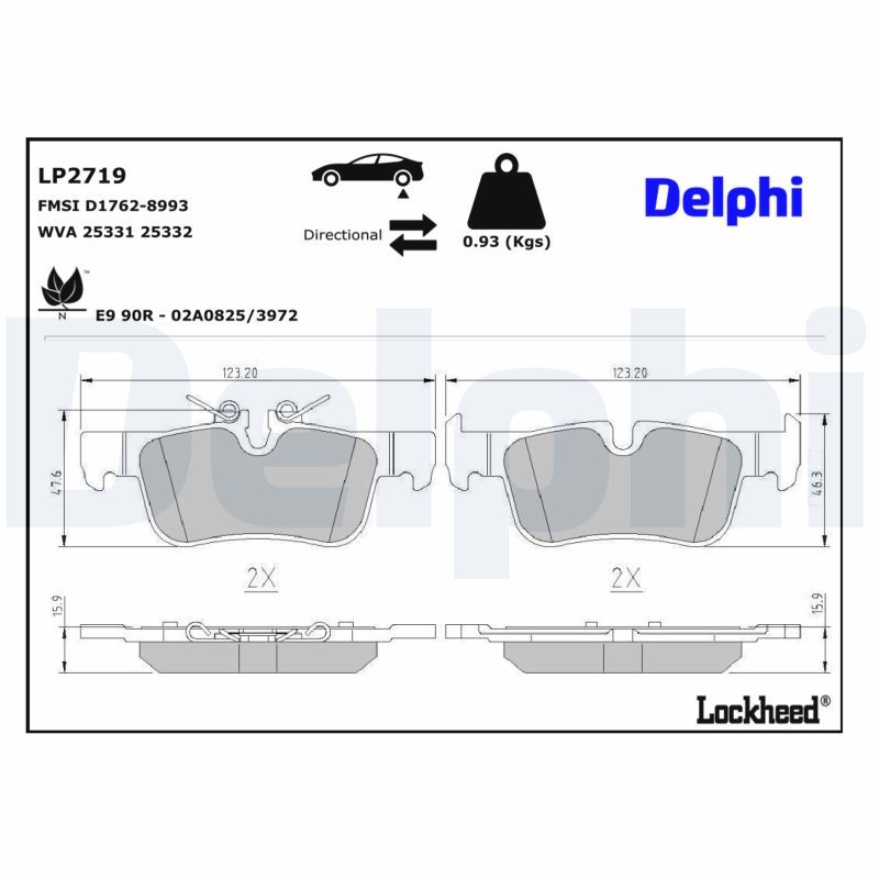 Piduriklotsi komplekt, ketaspidur, DELPHI LP2719