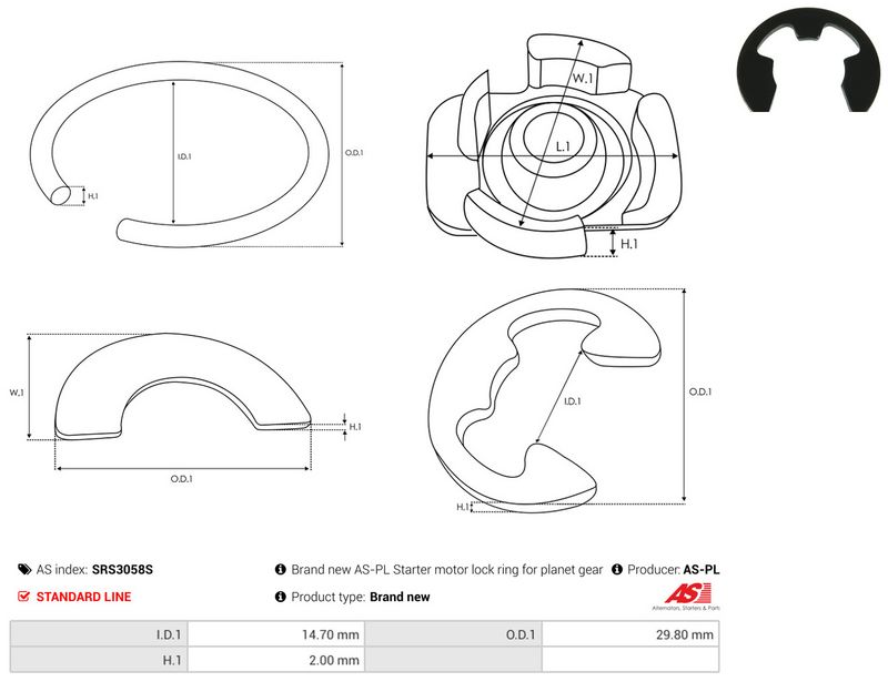 AS-PL SRS3058S Repair Kit, starter