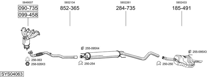 BOSAL kipufogórendszer SYS04063