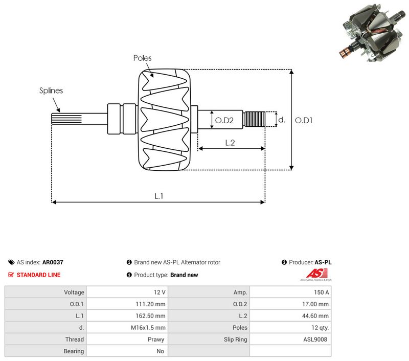 rootor, generaator, AS-PL AR0037