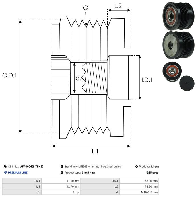 AS-PL AFP0096(LITENS) Alternator Freewheel Clutch