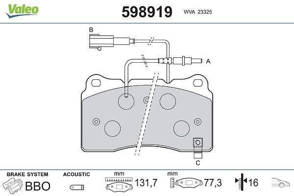комплект спирачно феродо, дискови спирачки VALEO