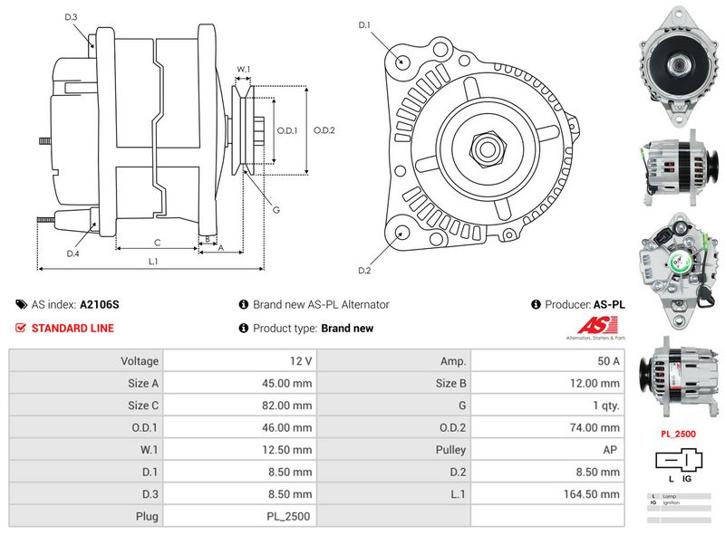 AS-PL A2106S Alternator