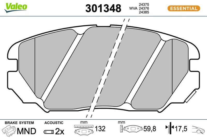 комплект спирачно феродо, дискови спирачки VALEO