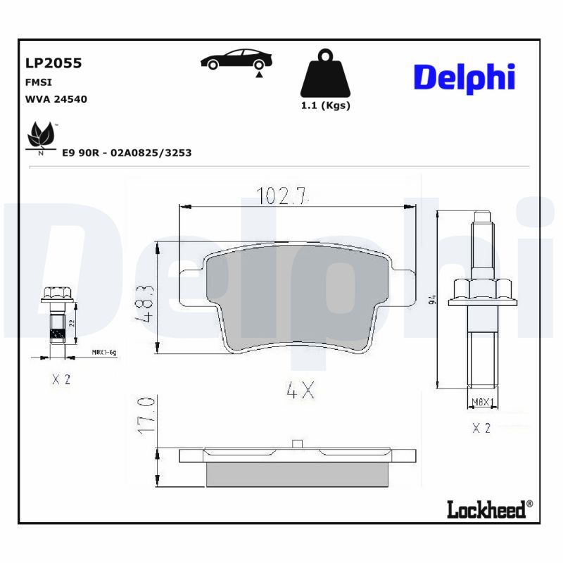 DELPHI LP2055 Brake Pad Set, disc brake