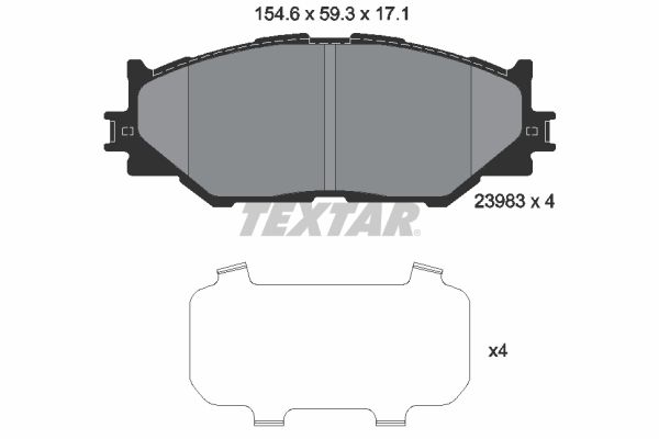 Комплект гальмівних накладок, дискове гальмо, Textar 2398301