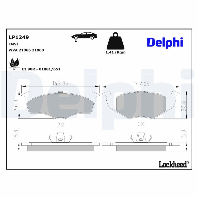 Piduriklotsi komplekt, ketaspidur, DELPHI LP1249