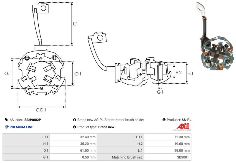 AS-PL SBH9002P Holder, carbon brushes