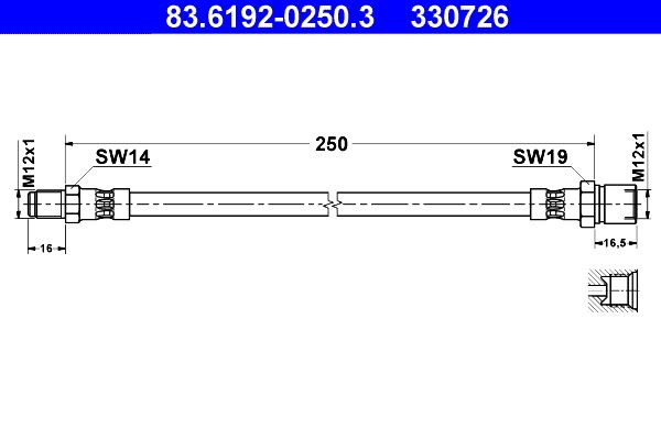 Furtun frana 83.6192-0250.3 ATE