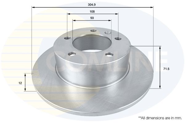 Гальмівний диск, повн., 305мм, кількість отворів 5, Comline ADC2700