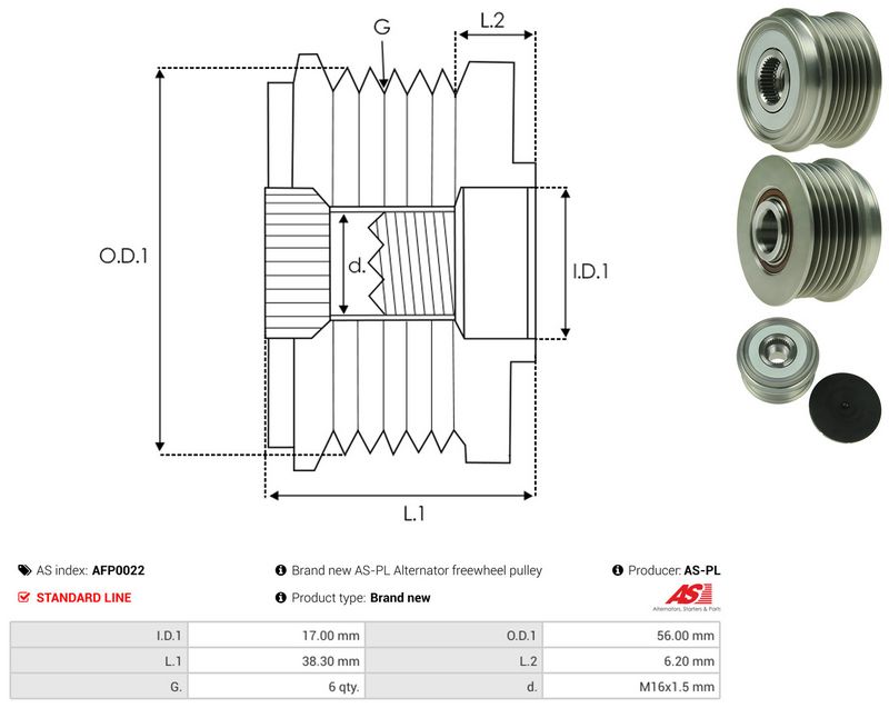 AS-PL AFP0022 Alternator Freewheel Clutch