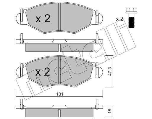 Комплект гальмівних накладок, дискове гальмо, Metelli 2202541