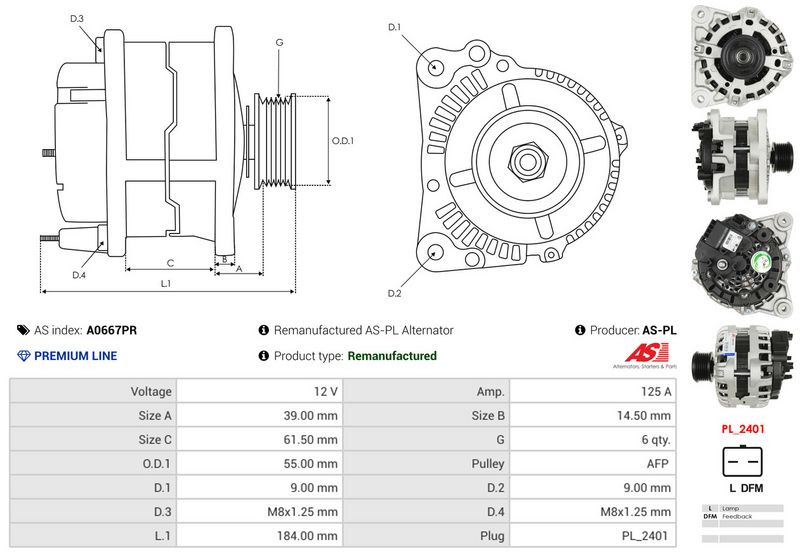 AS-PL A0667PR Alternator