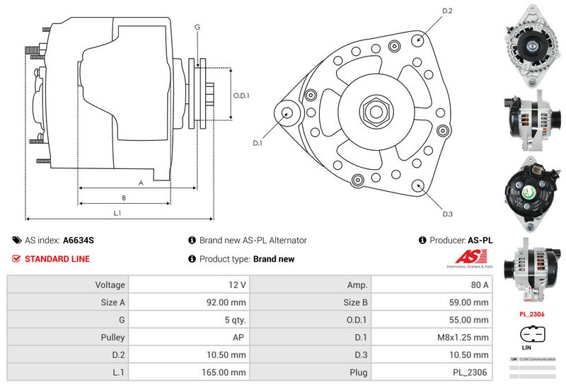AS-PL A6634S Alternator