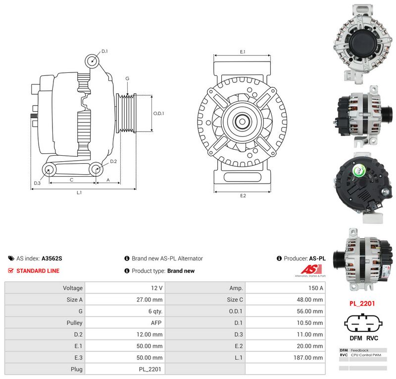 Generaator, AS-PL A3562S
