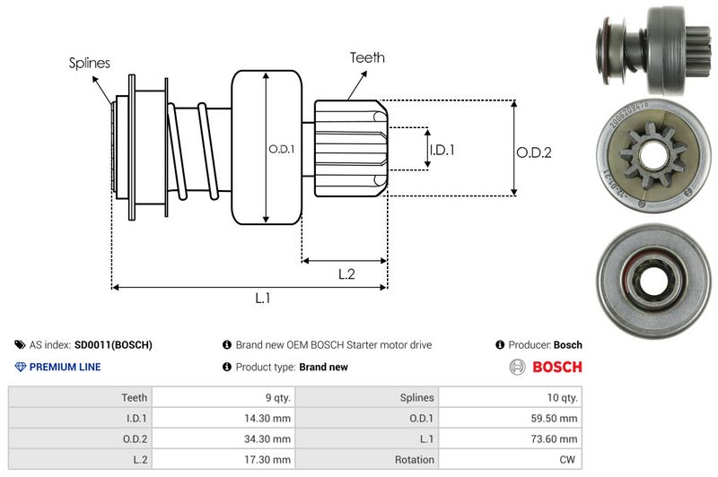 AS-PL SD0011(BOSCH) Freewheel Gear, starter