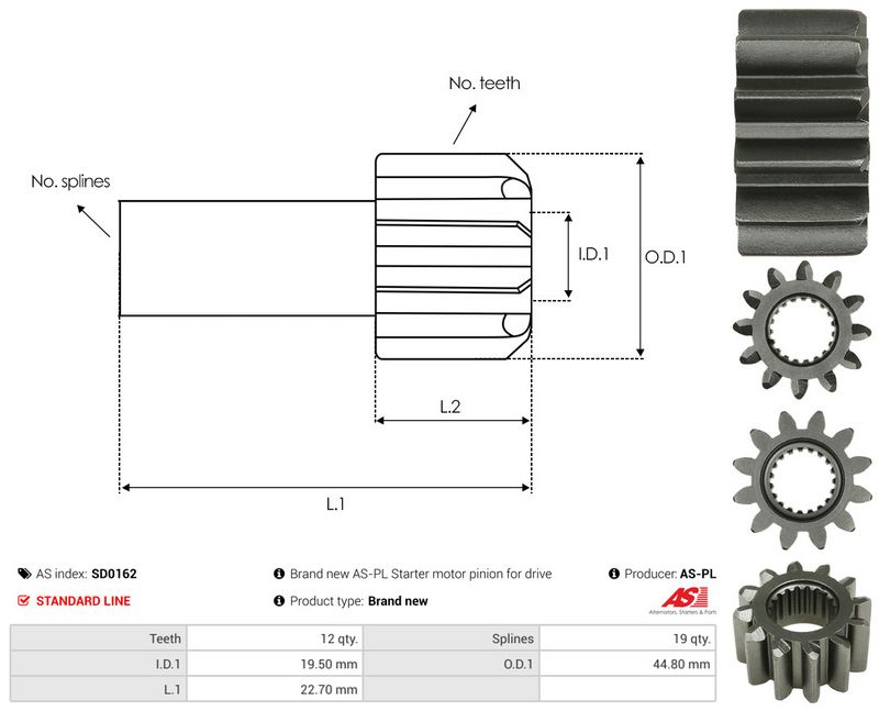 AS-PL SD0162 Freewheel Gear, starter