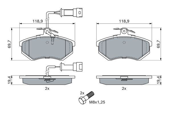 BOSCH,тормозные колодки передний AUDI 80 1.8/2.0 -96 с датчик.