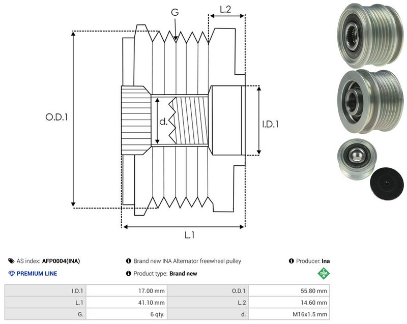 AS-PL AFP0004(INA) Alternator Freewheel Clutch