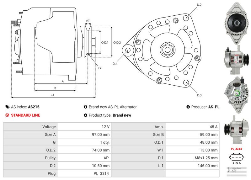 AS-PL A6215 Alternator