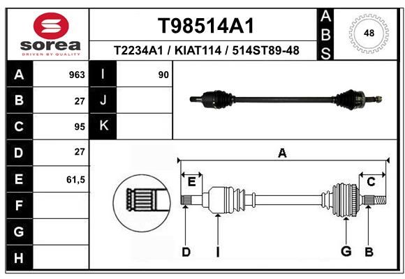 EAI hajtótengely T98514A1