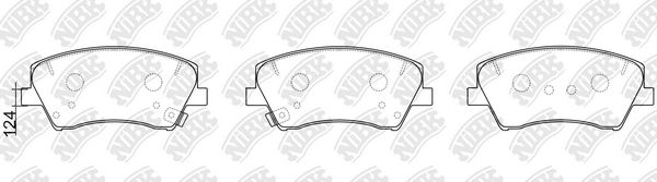 Комплект гальмівних накладок, дискове гальмо, Nibk PN0772