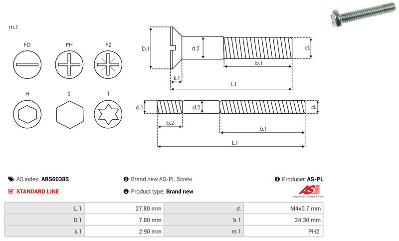 Remondikomplekt, generaator, AS-PL ARS6038S