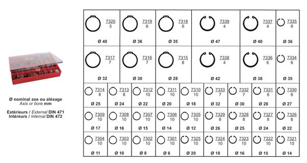 Kit de circlips RESTAGRAF 44