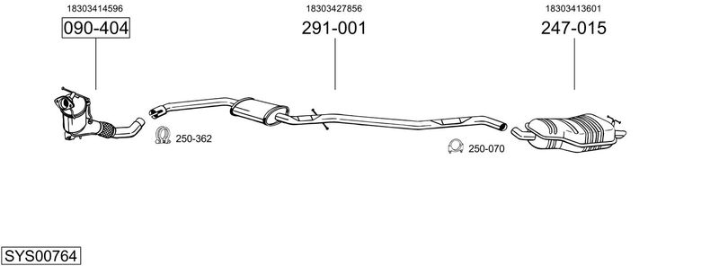 BOSAL kipufogórendszer SYS00764